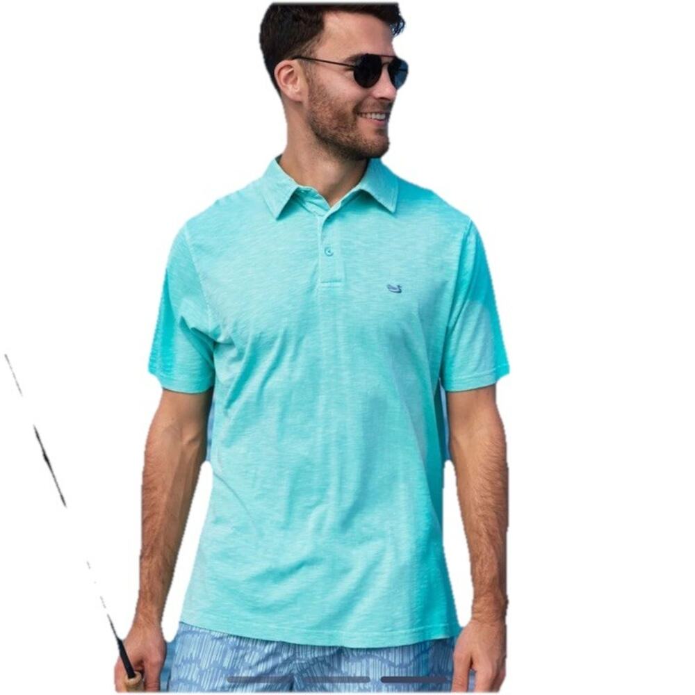 Southern Marsh Seawash Slub Polo Shirt Mens SMALL Blue Performance Stretch Golf